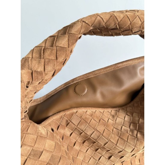 Falso Perfetto Borsa a tracolla Bottega Veneta Large Hop pelle scamosciata marrone Imitazione Outlet Online