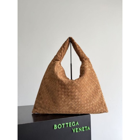 Falso Perfetto Borsa a tracolla Bottega Veneta Large Hop pelle scamosciata marrone Imitazione Outlet Online