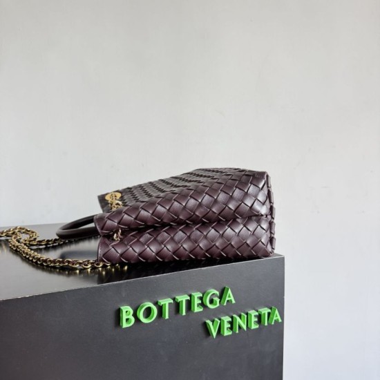 Falso Perfetto Borse Bottega Veneta Andiamo piccola/media/grande pelle intrecciata marrone Imitazione Outlet Online