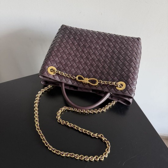 Falso Perfetto Borse Bottega Veneta Andiamo piccola/media/grande pelle intrecciata marrone Imitazione Outlet Online