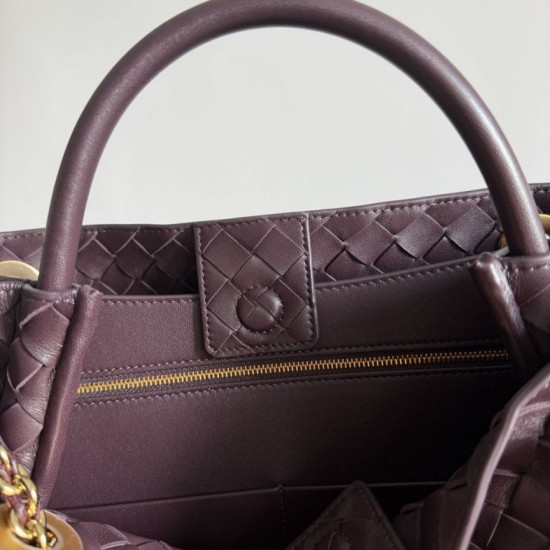 Falso Perfetto Borse Bottega Veneta Andiamo piccola/media/grande pelle intrecciata marrone Imitazione Outlet Online