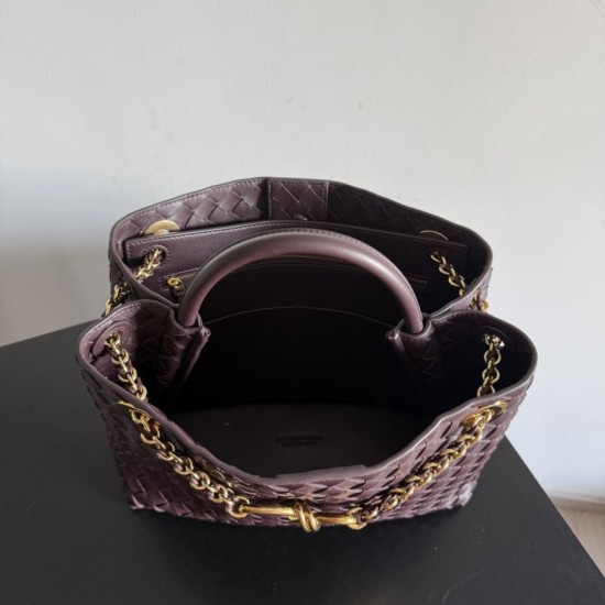 Falso Perfetto Borse Bottega Veneta Andiamo piccola/media/grande pelle intrecciata marrone Imitazione Outlet Online