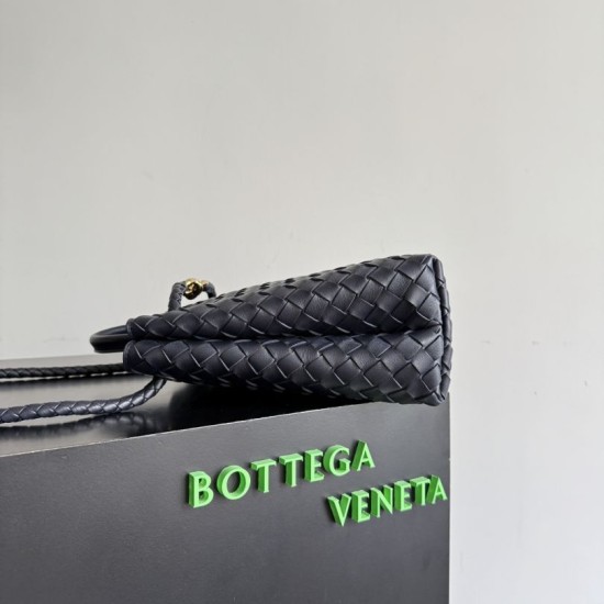 Falso Perfetto Borse Bottega Veneta Andiamo piccola/media/grande pelle intrecciata Nera Imitazione Outlet Online