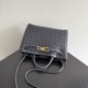 Falso Perfetto Borse Bottega Veneta Andiamo piccola/media/grande pelle intrecciata Nera Imitazione Outlet Online
