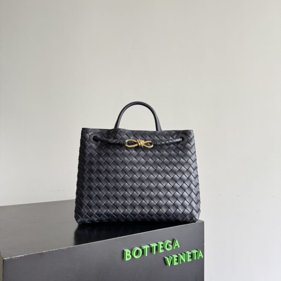 Falso Perfetto Borse Bottega Veneta Andiamo piccola/media/grande pelle intrecciata Nera Imitazione Outlet Online