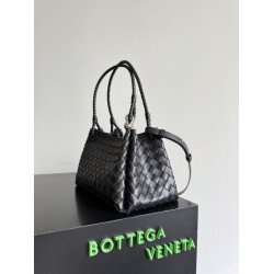 Falso Perfetto Borsa Bottega Veneta Parachute intrecciato nero Imitazione Outlet Online