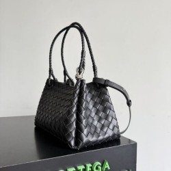 Falso Perfetto Borsa Bottega Veneta Parachute intrecciato nero Imitazione Outlet Online