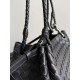 Falso Perfetto Borsa Bottega Veneta Parachute intrecciato nero Imitazione Outlet Online