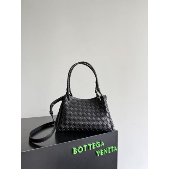 Falso Perfetto Borsa Bottega Veneta Parachute intrecciato nero Imitazione Outlet Online