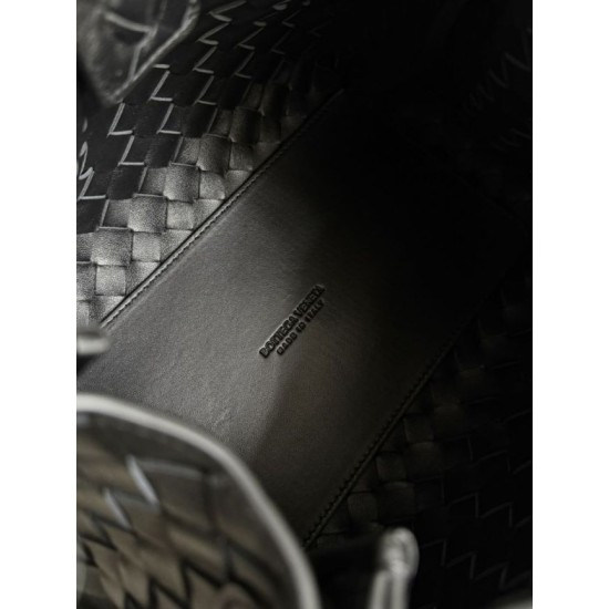 Falso Perfetto Borsa Bottega Veneta Parachute intrecciato nero Imitazione Outlet Online