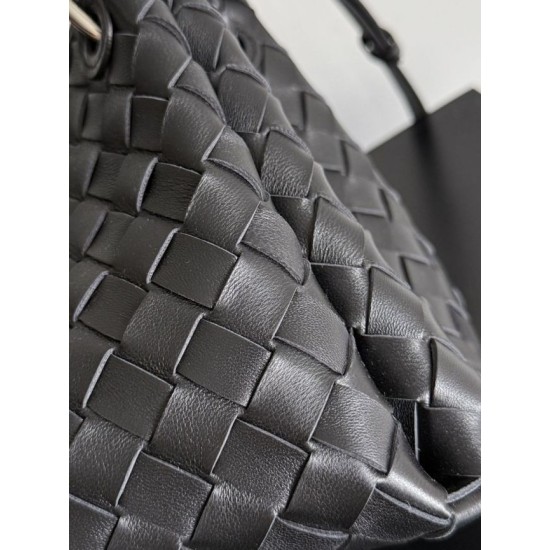 Falso Perfetto Borsa Bottega Veneta Parachute intrecciato nero Imitazione Outlet Online