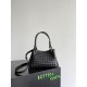 Falso Perfetto Borsa Bottega Veneta Parachute intrecciato nero Imitazione Outlet Online