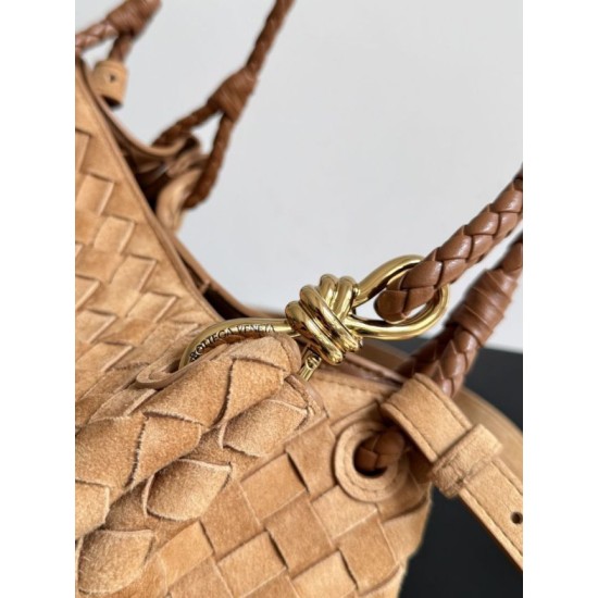 Falso Perfetto Borsa Bottega Veneta Parachute intrecciato marrone Imitazione Outlet Online