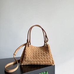 Falso Perfetto Borsa Bottega Veneta Parachute intrecciato marrone Imitazione Outlet Online