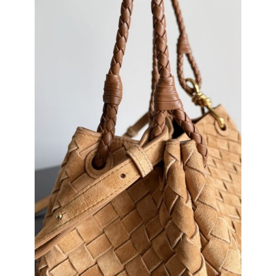Falso Perfetto Borsa Bottega Veneta Parachute intrecciato marrone Imitazione Outlet Online