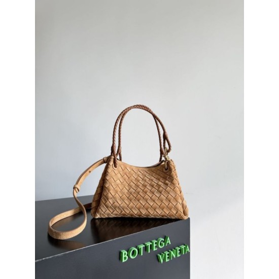 Falso Perfetto Borsa Bottega Veneta Parachute intrecciato marrone Imitazione Outlet Online