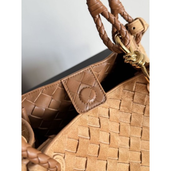 Falso Perfetto Borsa Bottega Veneta Parachute intrecciato marrone Imitazione Outlet Online