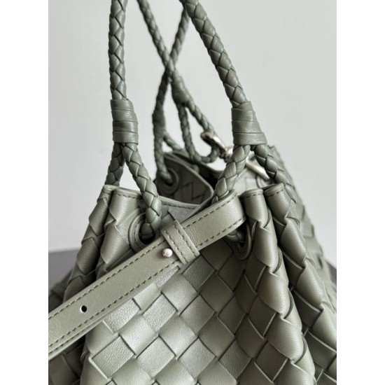 Falso Perfetto Borsa Bottega Veneta Parachute intrecciato Verde Imitazione Outlet Online