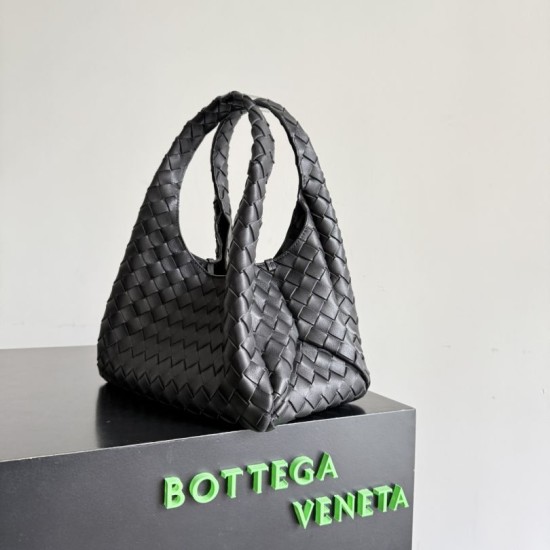 Falso Perfetto Borsa a tracolla Bottega Veneta Campana piccola intrecciata Nero Imitazione Outlet Online