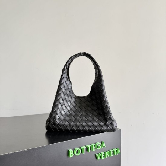Falso Perfetto Borsa a tracolla Bottega Veneta Campana piccola intrecciata Nero Imitazione Outlet Online