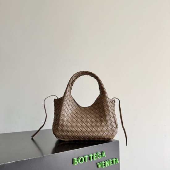 Falso Perfetto Borsa a tracolla Bottega Veneta Campana piccola intrecciata Marrone Imitazione Outlet Online