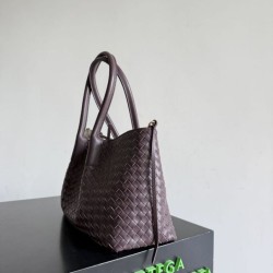 Falso Perfetto Borsa tote reversibile Bottega Veneta Pinacoteca intrecciato bordeaux Imitazione Outlet Online