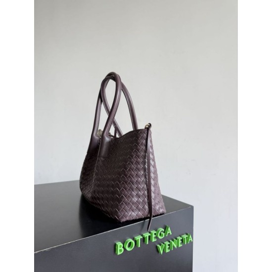 Falso Perfetto Borsa tote reversibile Bottega Veneta Pinacoteca intrecciato bordeaux Imitazione Outlet Online