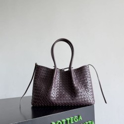 Falso Perfetto Borsa tote reversibile Bottega Veneta Pinacoteca intrecciato bordeaux Imitazione Outlet Online