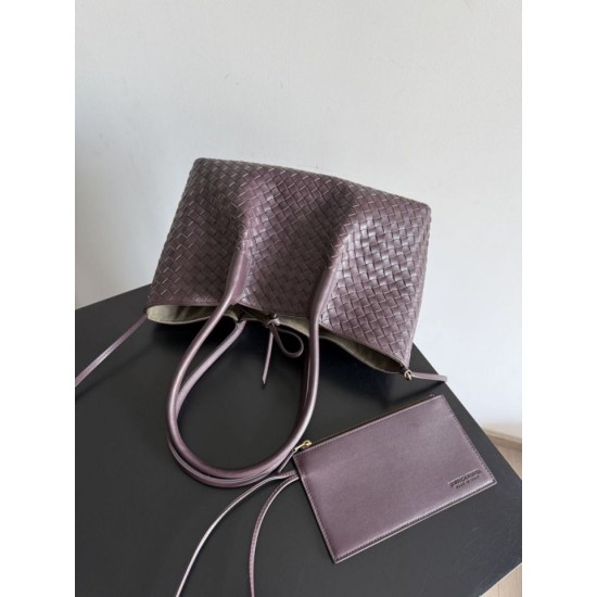 Falso Perfetto Borsa tote reversibile Bottega Veneta Pinacoteca intrecciato bordeaux Imitazione Outlet Online