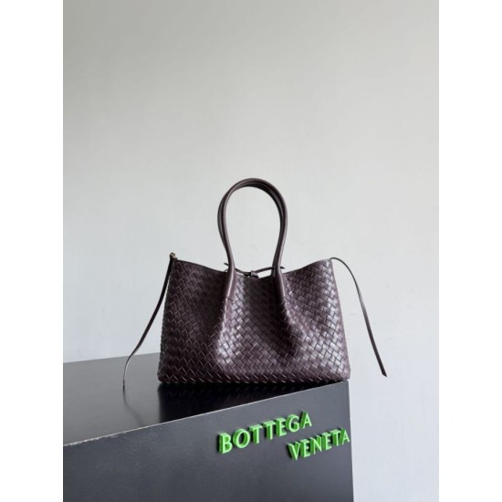 Falso Perfetto Borsa tote reversibile Bottega Veneta Pinacoteca intrecciato bordeaux Imitazione Outlet Online