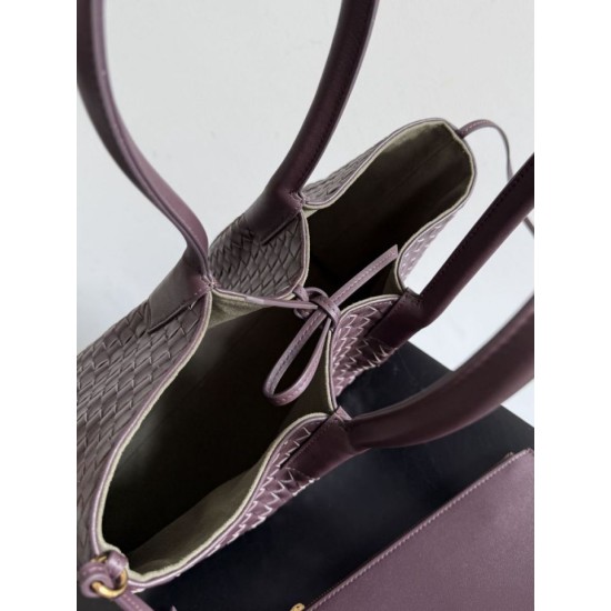 Falso Perfetto Borsa tote reversibile Bottega Veneta Pinacoteca intrecciato bordeaux Imitazione Outlet Online