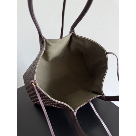 Falso Perfetto Borsa tote reversibile Bottega Veneta Pinacoteca intrecciato bordeaux Imitazione Outlet Online