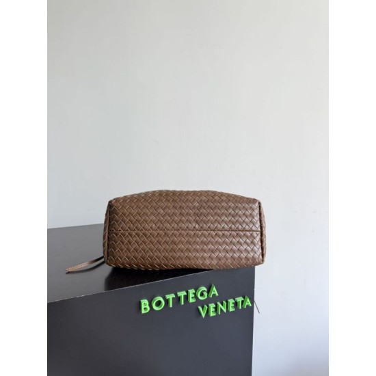 Falso Perfetto Borsa tote reversibile Bottega Veneta Pinacoteca intrecciato Marrone Imitazione Outlet Online