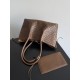 Falso Perfetto Borsa tote reversibile Bottega Veneta Pinacoteca intrecciato Marrone Imitazione Outlet Online