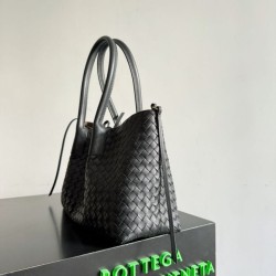 Falso Perfetto Borsa tote reversibile Bottega Veneta Pinacoteca intrecciato Nero Imitazione Outlet Online