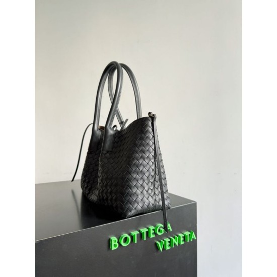 Falso Perfetto Borsa tote reversibile Bottega Veneta Pinacoteca intrecciato Nero Imitazione Outlet Online