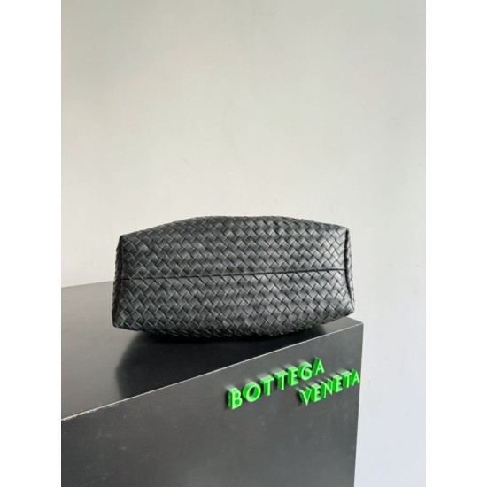 Falso Perfetto Borsa tote reversibile Bottega Veneta Pinacoteca intrecciato Nero Imitazione Outlet Online