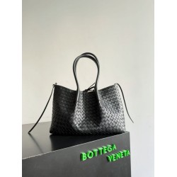 Falso Perfetto Borsa tote reversibile Bottega Veneta Pinacoteca intrecciato Nero Imitazione Outlet Online
