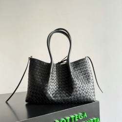 Falso Perfetto Borsa tote reversibile Bottega Veneta Pinacoteca intrecciato Nero Imitazione Outlet Online