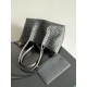Falso Perfetto Borsa tote reversibile Bottega Veneta Pinacoteca intrecciato Nero Imitazione Outlet Online