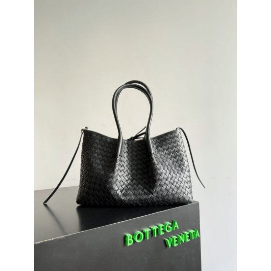 Falso Perfetto Borsa tote reversibile Bottega Veneta Pinacoteca intrecciato Nero Imitazione Outlet Online