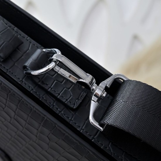 Falso Perfetto Borsa a tracolla Stefano Ricci con aquila in metallo e motivo coccodrillo nero Imitazione Outlet Online