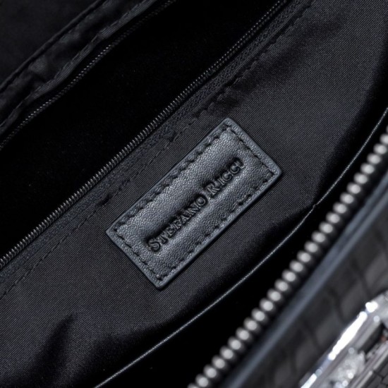 Falso Perfetto Borsa a tracolla Stefano Ricci con aquila in metallo e motivo coccodrillo nero Imitazione Outlet Online
