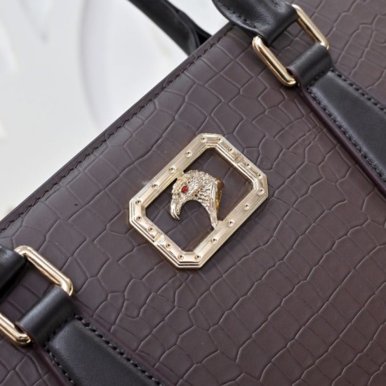 Falso Perfetto Borsa a tracolla Stefano Ricci con aquila in metallo e motivo coccodrillo Marrone Imitazione Outlet Online