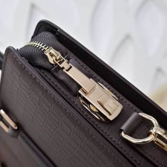 Falso Perfetto Borsa a tracolla Stefano Ricci con aquila in metallo e motivo coccodrillo Marrone Imitazione Outlet Online