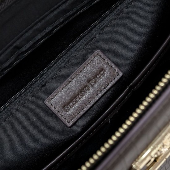 Falso Perfetto Borsa a tracolla Stefano Ricci con aquila in metallo e motivo coccodrillo Marrone Imitazione Outlet Online