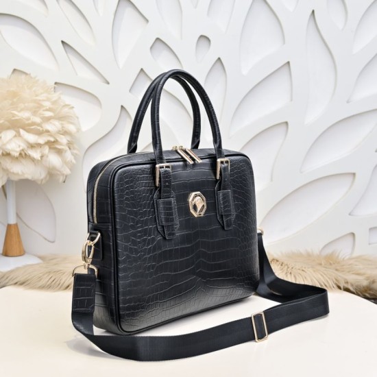 Falso Perfetto Borsa da lavoro Stefano Ricci modello coccodrillo nera Imitazione Outlet Online