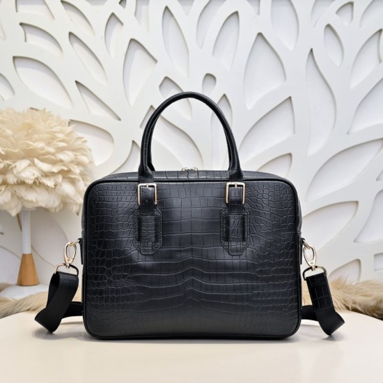 Falso Perfetto Borsa da lavoro Stefano Ricci modello coccodrillo nera Imitazione Outlet Online