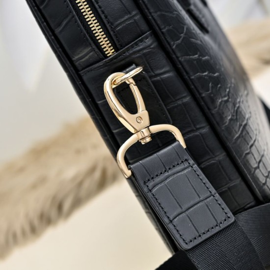 Falso Perfetto Borsa da lavoro Stefano Ricci modello coccodrillo nera Imitazione Outlet Online