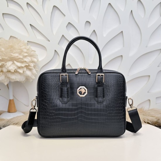 Falso Perfetto Borsa da lavoro Stefano Ricci modello coccodrillo nera Imitazione Outlet Online